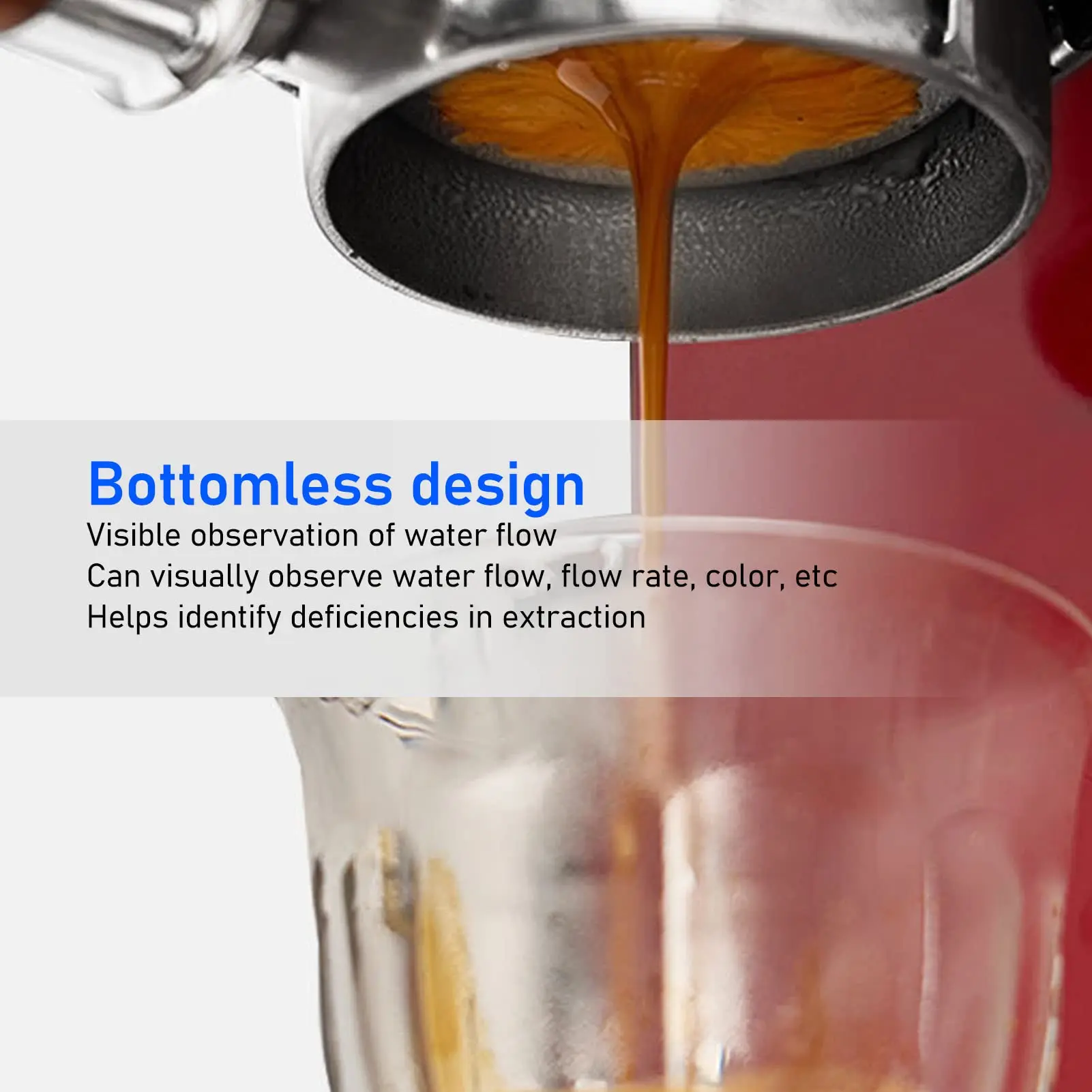 Custom Logo 51mm 54mm 58mm Coffee Portafilter with Double Spouts and 2 Cup Basket Fit for E61 Grouphead with Wood Handle details