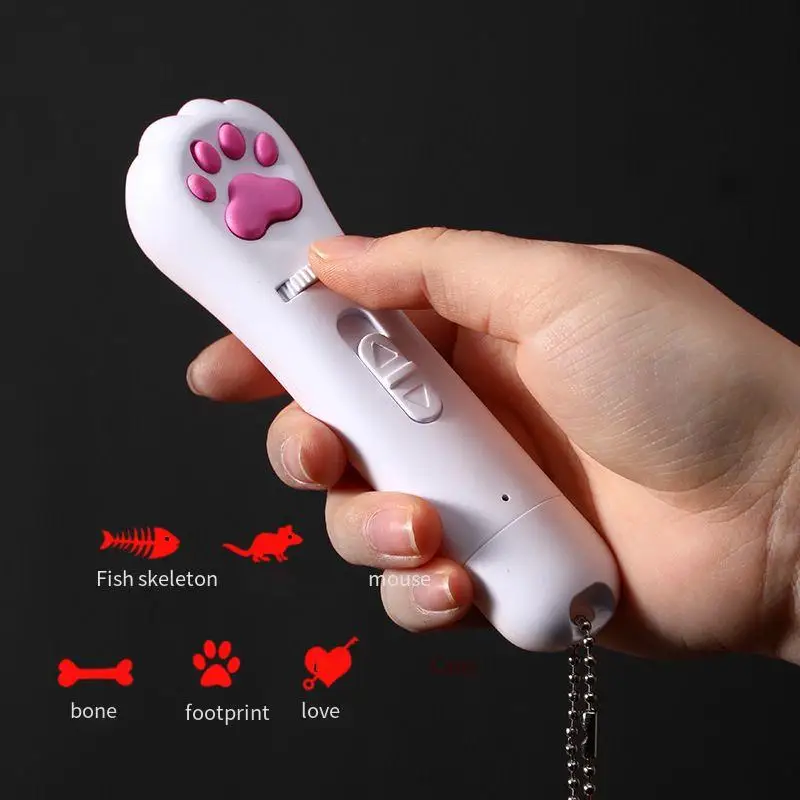 USB Rechargeable Interactive Pet Toys Multi-pattern Infrared Projection Paw Print Laser Cat Stick