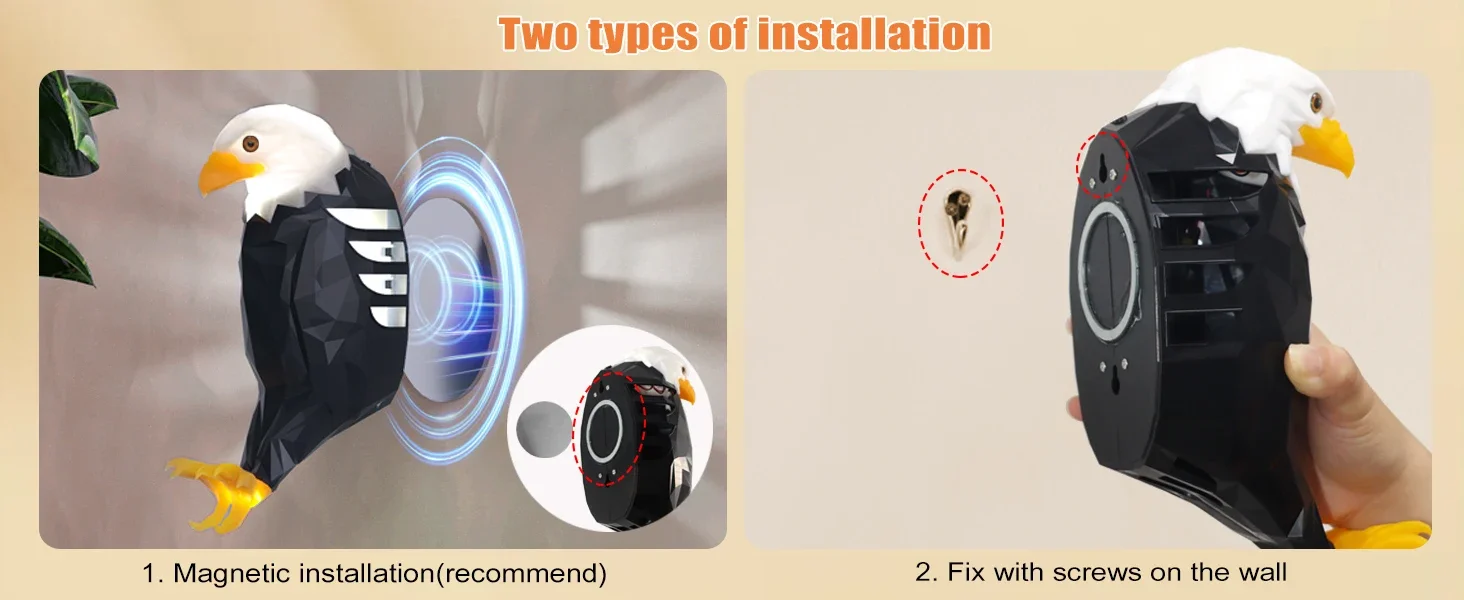 3D Bald Eagle Wall Lamp with Remote Control USB Charging Indoors Atmosphere Lamp Light LED Projector Wings of Light Novelty Gift