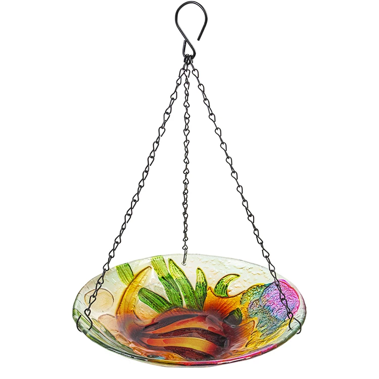  Bird Feeder for Outdoor, Marine Animal Glass Hanging Bird Bath for  Patio Yard 