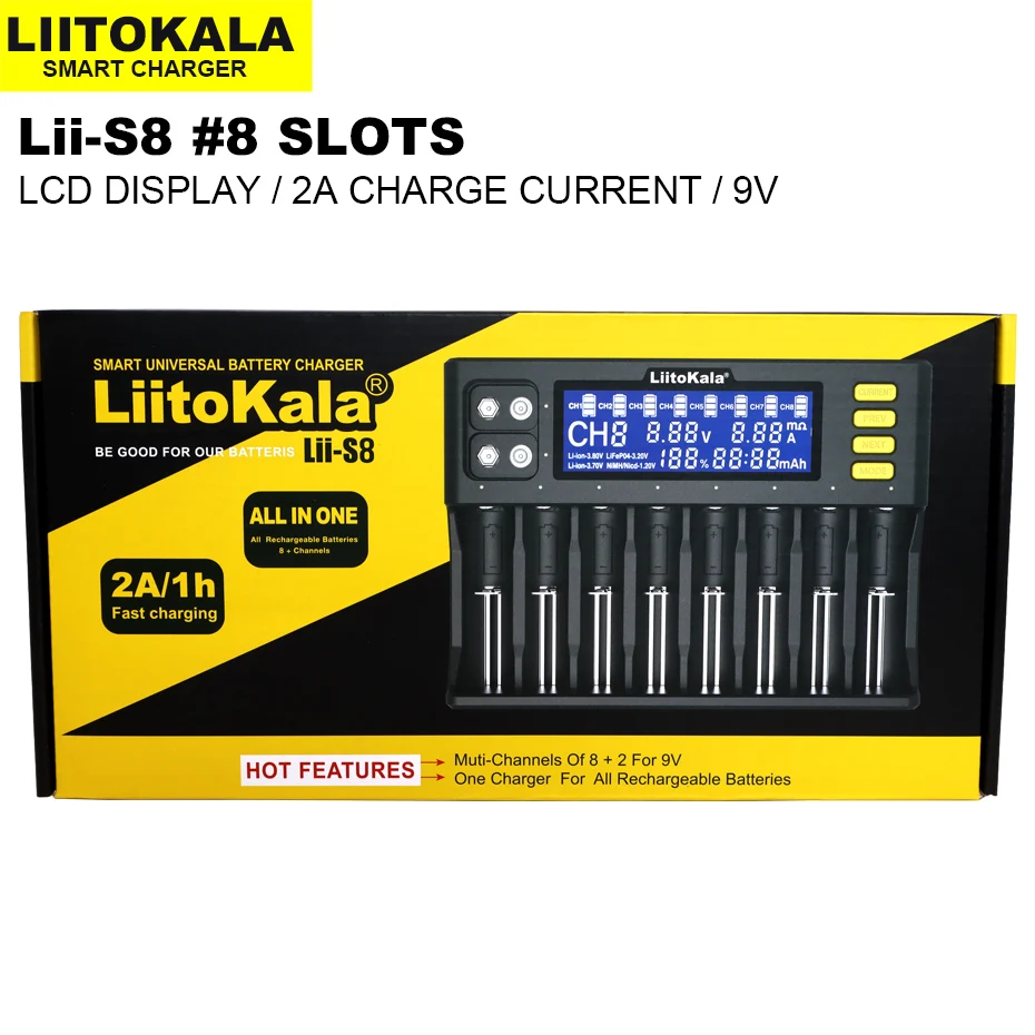 バッテリー/充電器 Liitokala Lii-S8 充電器 リチウムイオン電池