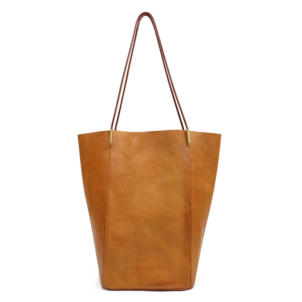 Korean style fashion shoulder bag large capacity mother bag ladies handbag vegetable tanned leather tote bag