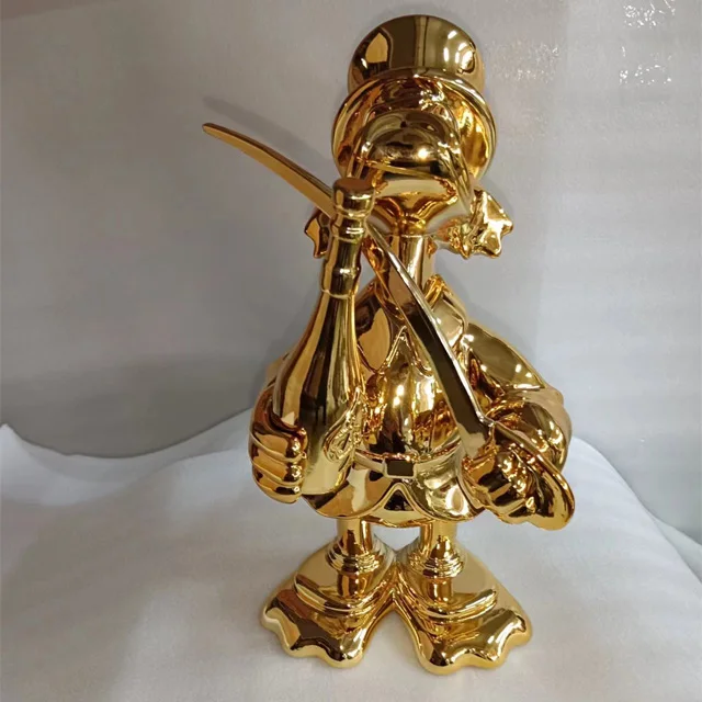 New Style Pop Art Sculpture Wholesale Custom Duck Sculpture Electroplating Fiberglass Duck Sculpture