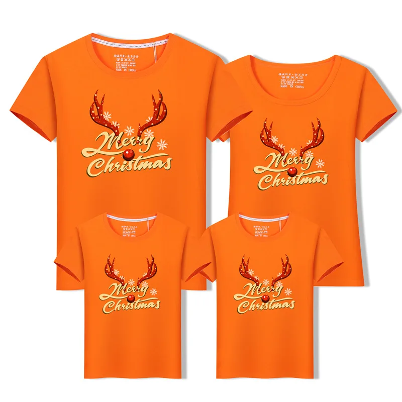 9 Kind Of Color Cotton Short Sleeve Family Christmas Tshirts Plus Size