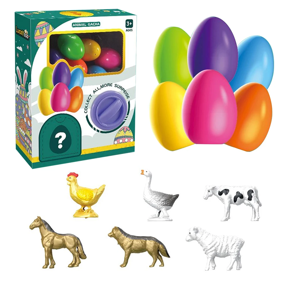 Farm Animal Series Plastic Mini Pvc Model Easter Eggs with Toys Inside