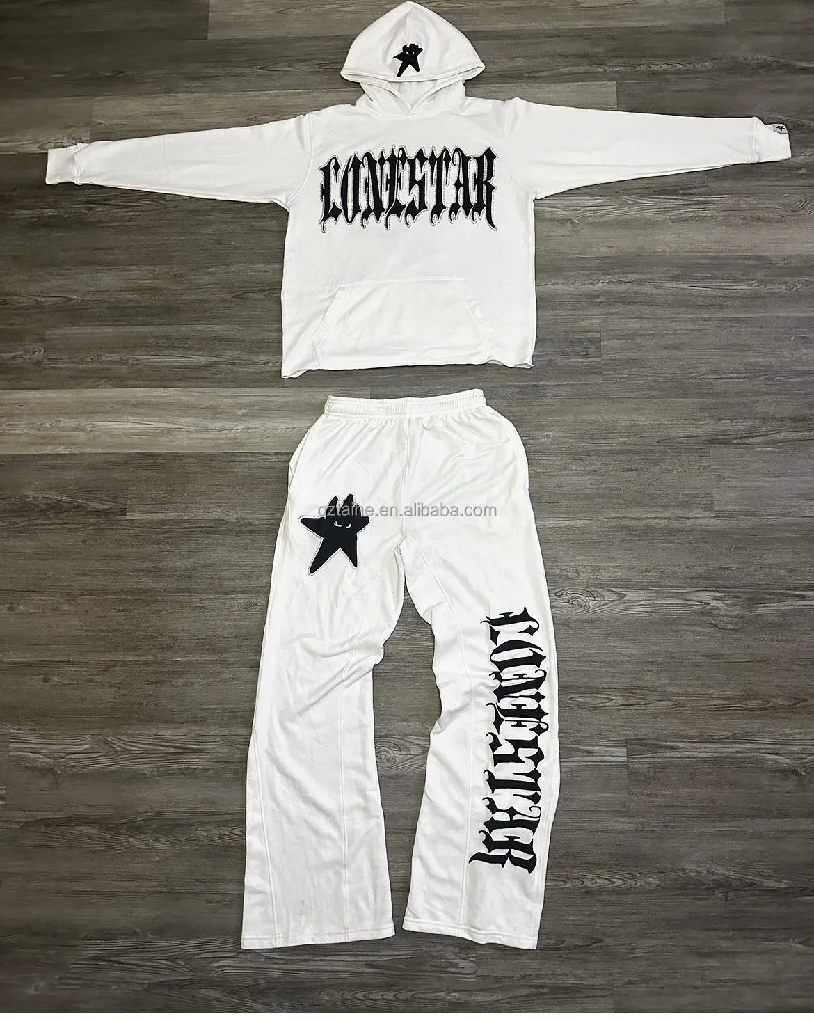 Custom Logo Jacket Set Cotton Hoodies And Pants Street Wear Zip Up ...