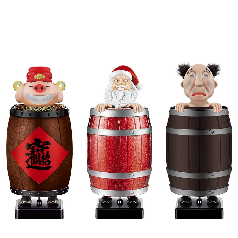 cigarette barrel dispenser Funny Uncle Santa Claus Wooden Barrel Automatic Cigarette Case