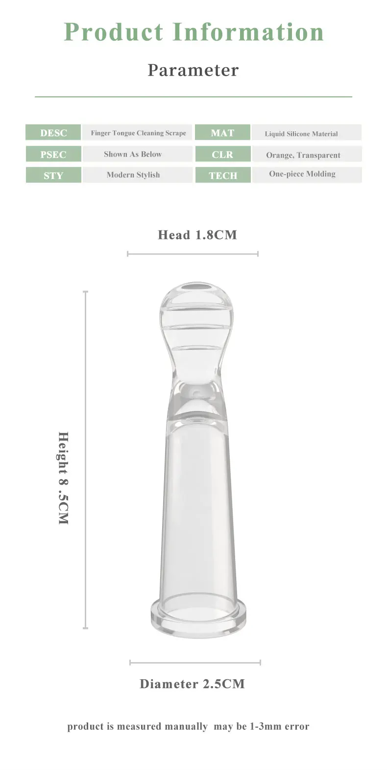 BPA Free Soft Liquid Silicone Tongue Cleaner Finger Tongue Scraper for Baby