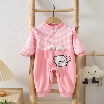 Baby jumpsuit cute outfit spring and autumn baby newborn climbing suit foreign style clothes outfit-piece generation hair