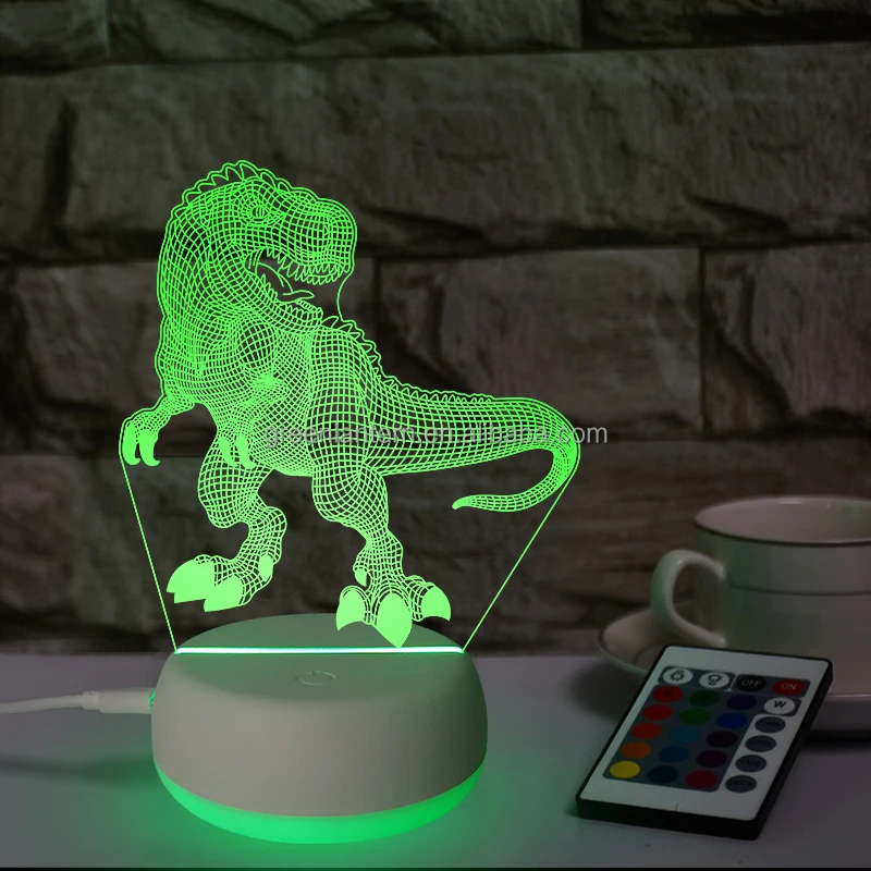 3D Optical Illusion Lion Night Light - 16 Color Changing LED Desk Lamp With Remote