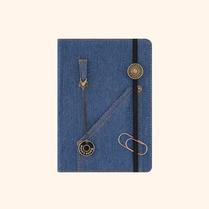 A5 Hardcover Notebook Creative Denim Canvas Customizable Wholesale Promotions Elastic Band for School Journal Planner