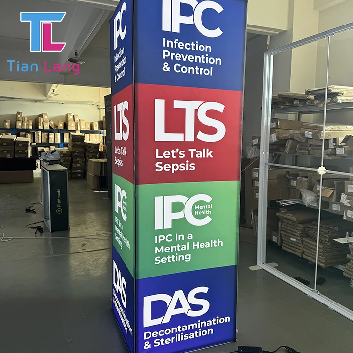 Customized Double-Lit Aluminum Advertising Lightbox Backlit Floor Poster for Exhibitions or Banners 4-sided Luminous Light Box