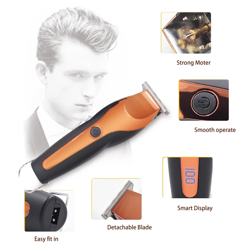 LILIPRO 687 Rechargeable LCD Display Fast Charge USB Hair Trimmer for Hairline Zero Gap Trimmer Haircut Machine Professional