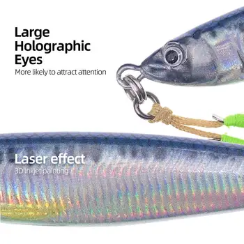 CHEERY High Quality 20g-80g Luminous Long Throw Jigging Bait Fishing Lures Metal Fishing Lure With Sequins for Sea Fishing – Metal Jig – view 3