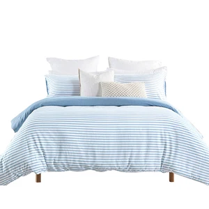 Custom Cheap Luxury Soft Handle 90gsm Cationic Stripe Duvet Cover Sets