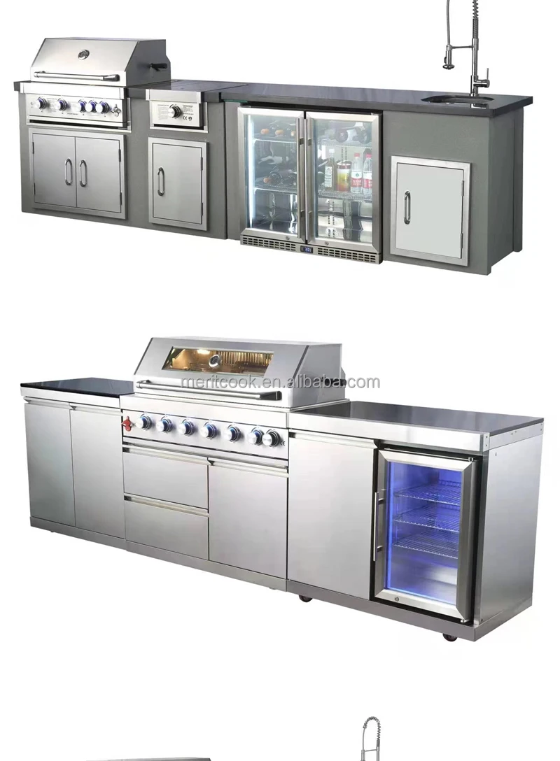 Outdoor Kitchen Cabinets with Gas BBQ Grill - Customized Modular ...