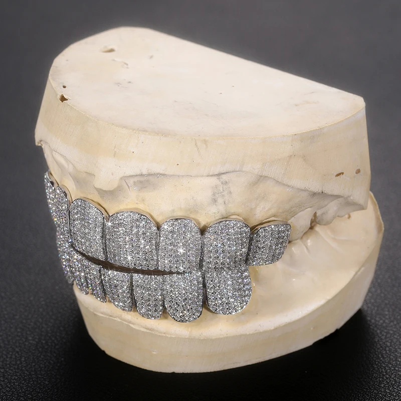 Custom Made Hip Hop Iced Out Solid Chunky Gold Bust Down Silver Fine