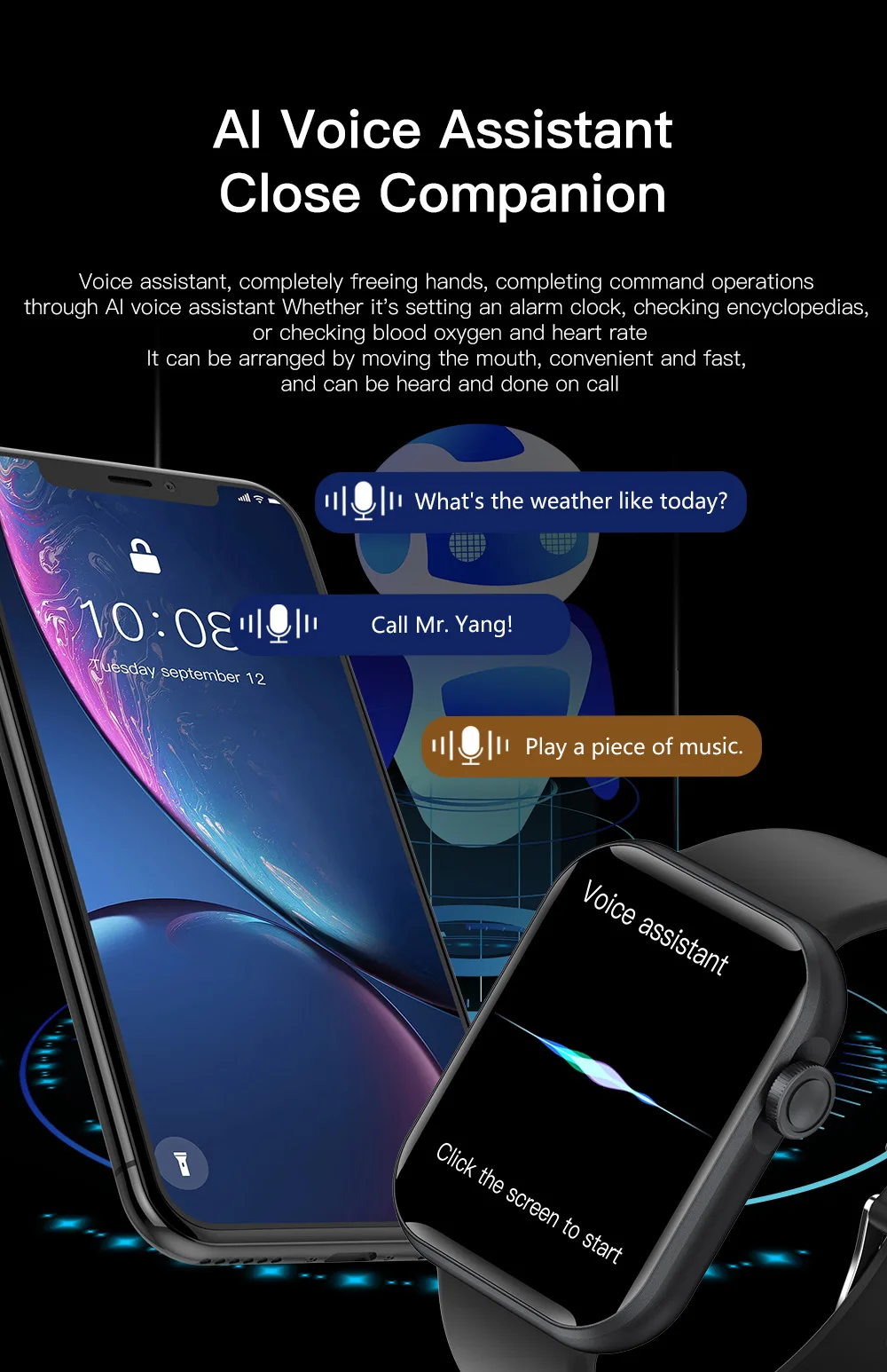 product new smart bracelet ips for bluetooth call message reminder blood oxygen heart rate monitoring silicone for ios-11