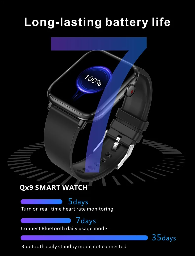 2023 Reloj QX9 Wearable Device Phone Call Smart Watches with Body Temperature BT Calling Sport Smartwatch with Big Screen