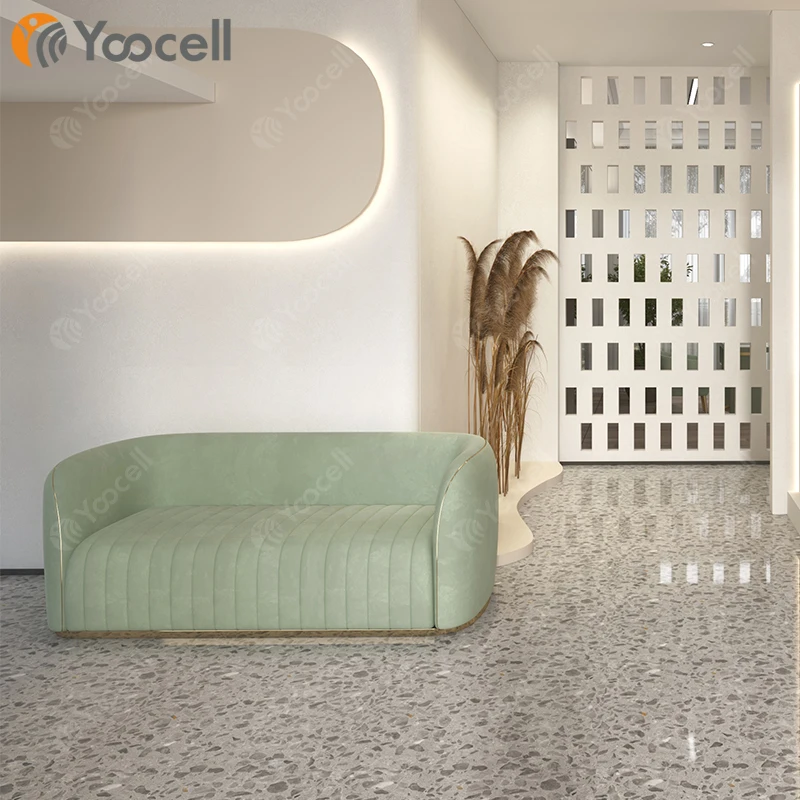 Yoocell Waiting Area Furniture Sofa Design Waiting Room Fabric Pu Leather Sofa Office 3 Seats Sofas for Salon
