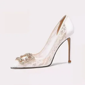 Lily Wei Women's New Summer Banquet High Heels Breathable Lace Shallow Mouth Sexy for Wedding Manufacturer Custom