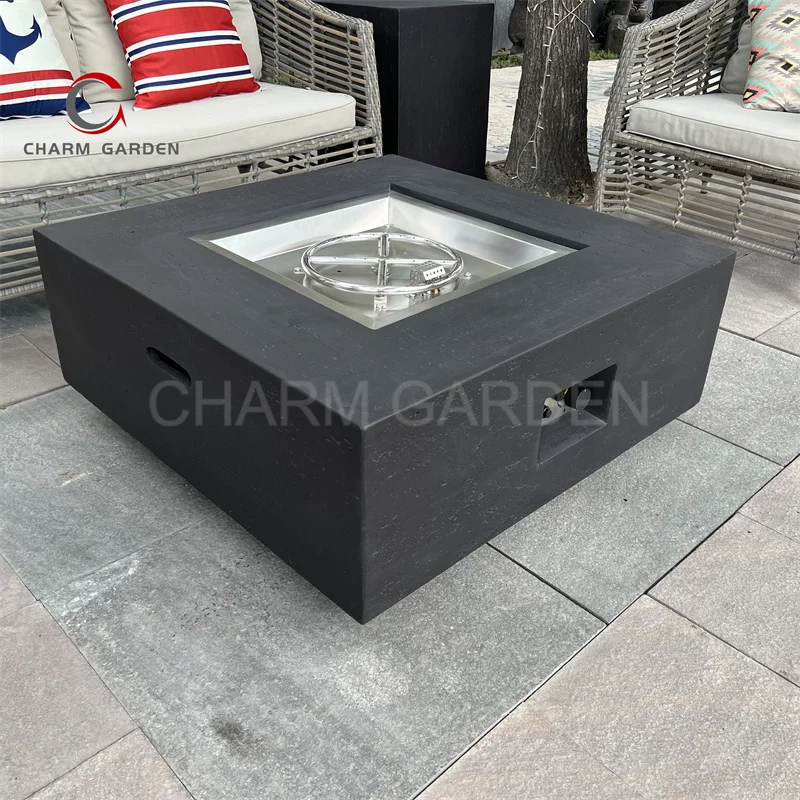 Portable Gas Fire Pit Table in GFRC GRC Concrete Material Used As Outdoor Gas Fire Table