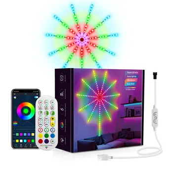 App Bluetooth and Remote Control Music Sync Colorful Digital RGBIC Smart Fireworks Led Light House Christmas Party Decor