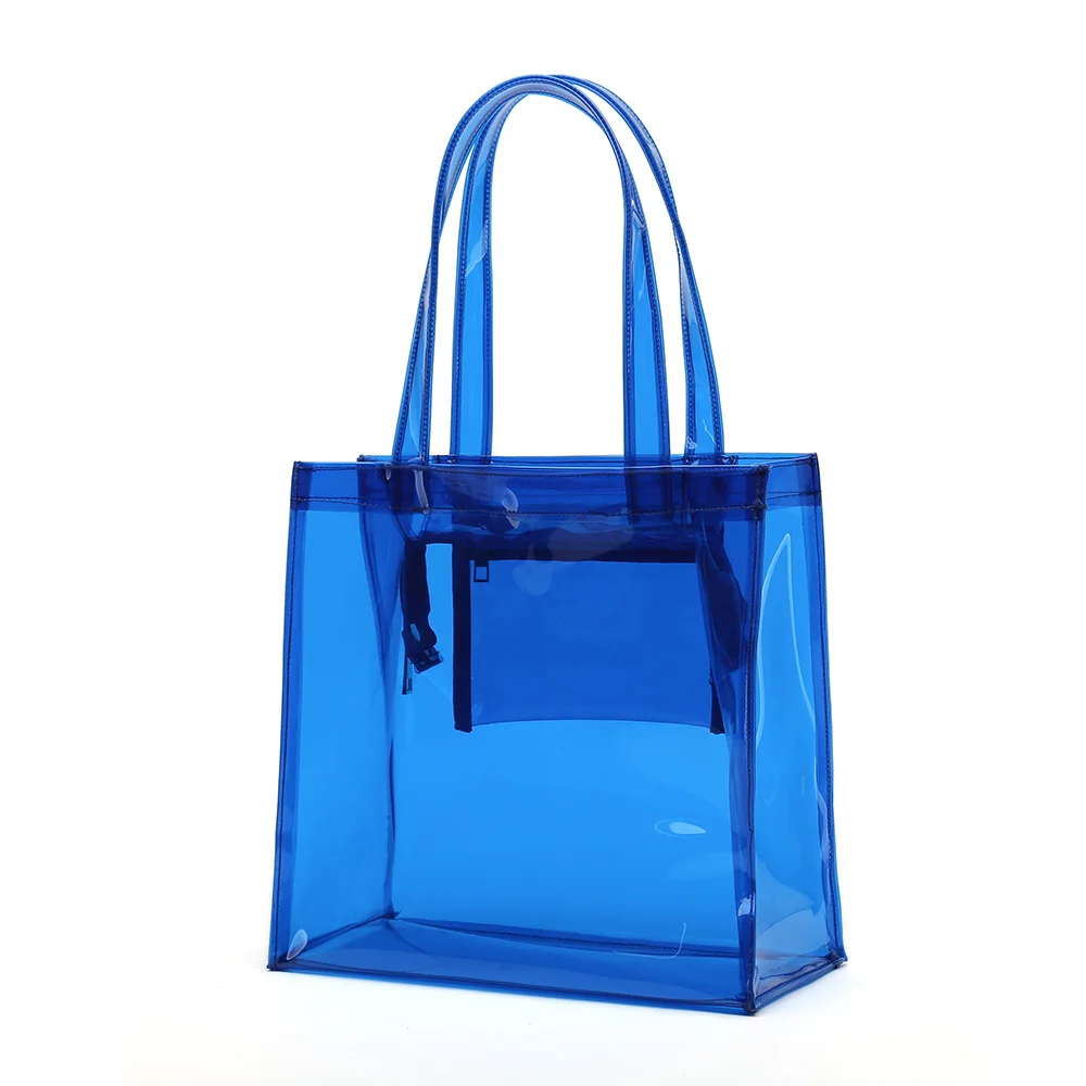 Waterproof PVC Tote Bag Jelly Shoulder Handbag Cosmetic Plastic Bags  Reusable Gift Transparent Shopping Bags Clothing Pouch