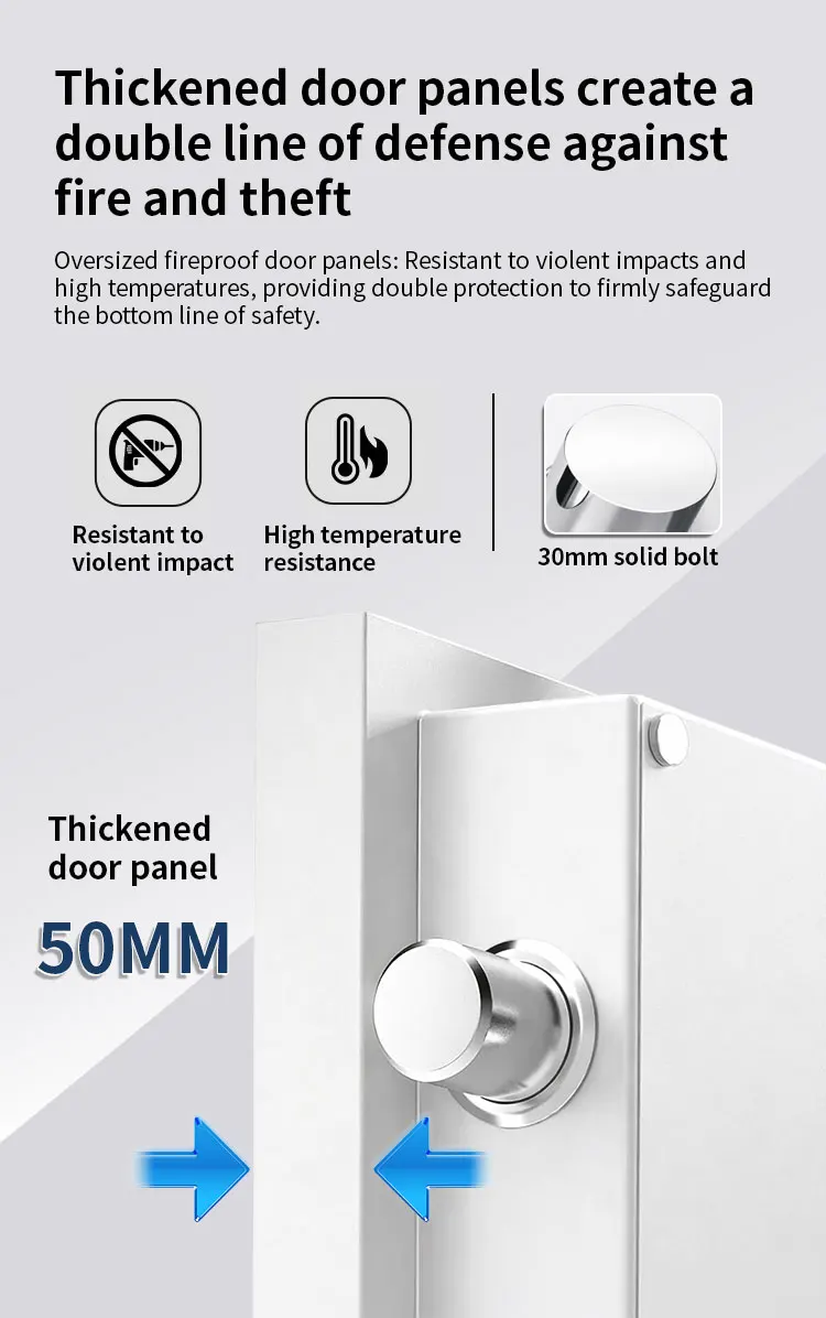 mk 894 ceqsafe digital fingerprint combination lock white 50mm door thickness two hours fireproof home safe box-7