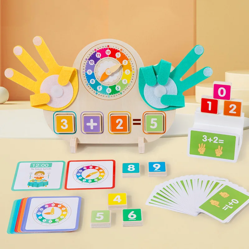 Montessori Educational Toys Finger Counting Math Manipulatives Number Counting Blocks Preschool Learning Toys for Toddlers 2-4