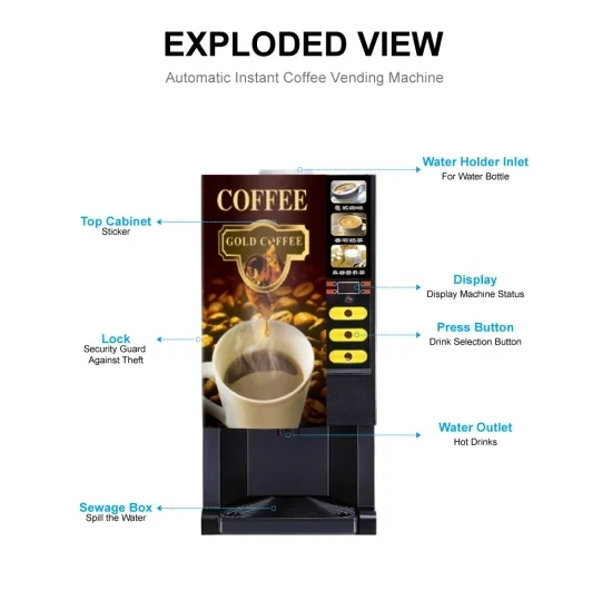 Торговый автомат для безалкогольных напитков/кофе-порошков/машина для приготовления горячих и холодных напитков