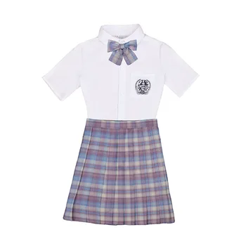 embroidery Logo Japanese School Skirt Manufacture Korean High School Uniforms for Girls