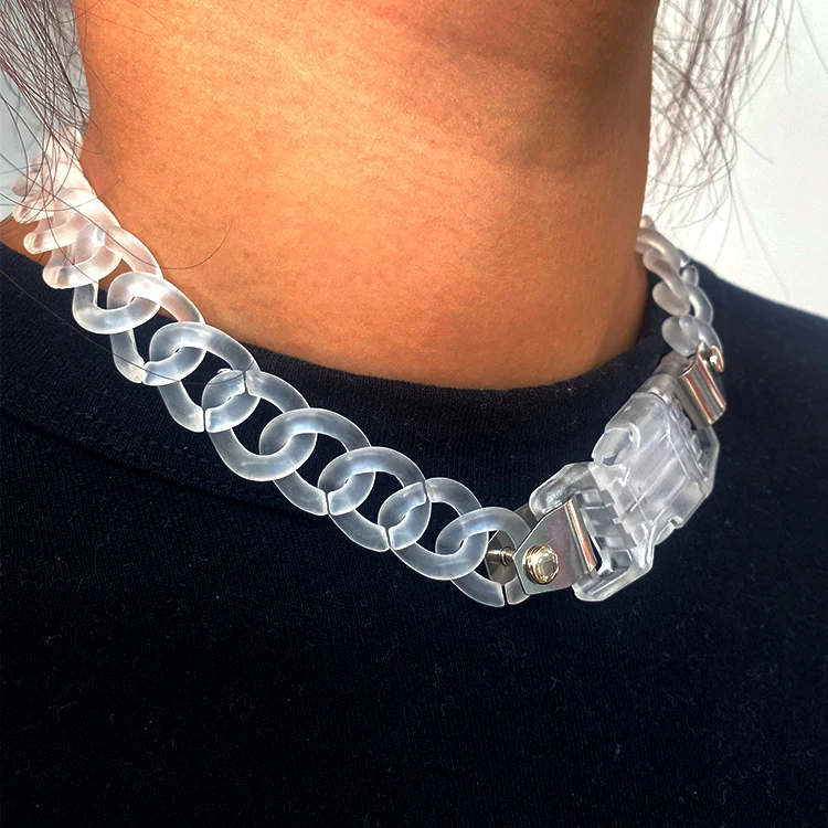 Clear Pendulum Plastic Pendant Silver Tone Metal Chain Necklace Vintage |  eBay