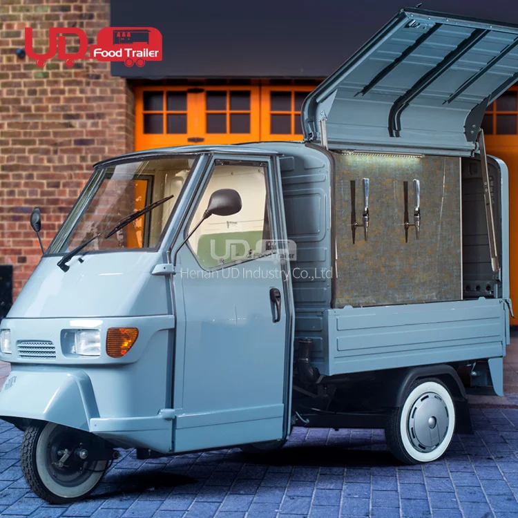 New Design 3 Wheels Electric Food Tricycle Mobile Kitchen Beer Bar Ice Cream Cart Piaggio Ape Food Truck