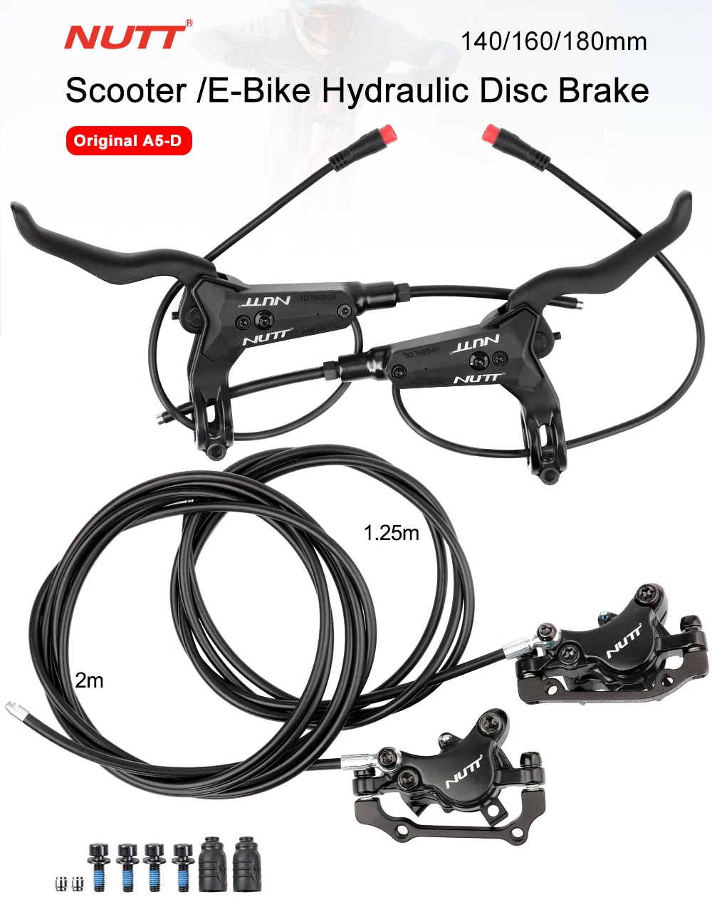 Nutt 2 Piston Hydraulic Disc Brake Ebike Power Off Brakes 2 Pin Male