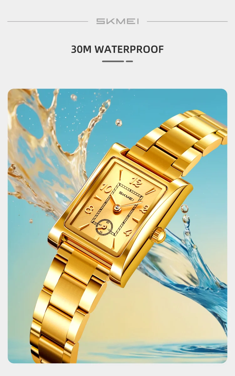 Skmei 2570 Elegant Fashion Women Quartz Watch Costume Stainless Steel Band Waterproof Rectangle in Stock Casual Watch Set