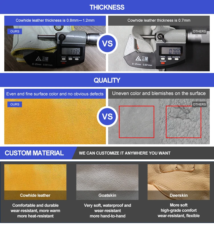 Custom Logo Anti Vibration High Impact Oil And Gas Resistant Waterproof Leather Oilfield Working