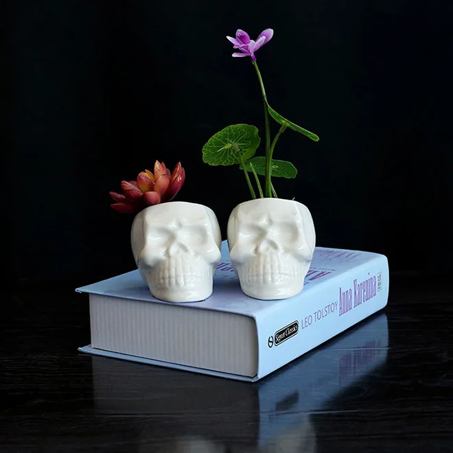 Dropshipping Kleine Keramik-Skelett-frmige Sukkulenten-Pflanzgefe Kleine  Coole Kaktus-Vase Blumentopf fr Heim- und Brodekoration