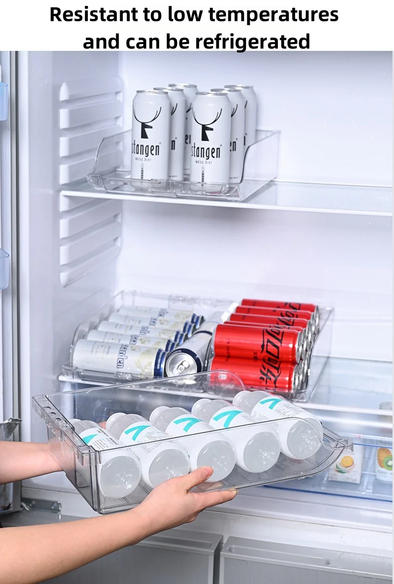 expandable refrigerator food storage box stackabletransparent plastic organizer with adjustable width for home organization-9