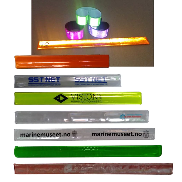 Hi Viz Vis Glow in Dark Reflective Jogger Leg Ankle Plastic Ruler Pvc Slap Reflector Band Bracelet Armband for Kids Safe Running