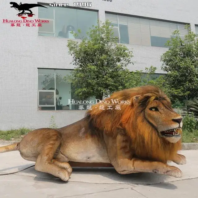 Realistic Artificial Lion Model Handmade Animatronic Museum Kids' Indoor Amusement Shopping Mall Park Ride Durable Metal