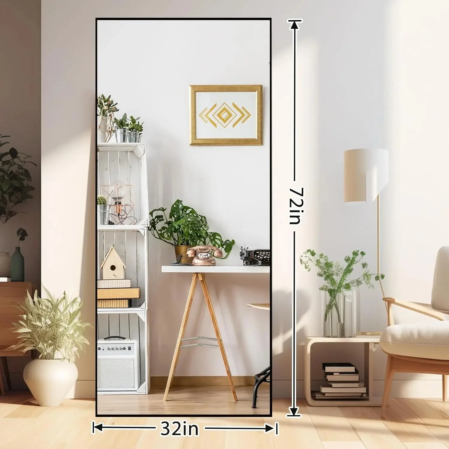 product modern large aluminum alloy frame full body standing floor dressing mirror for bedroom bathroom-3
