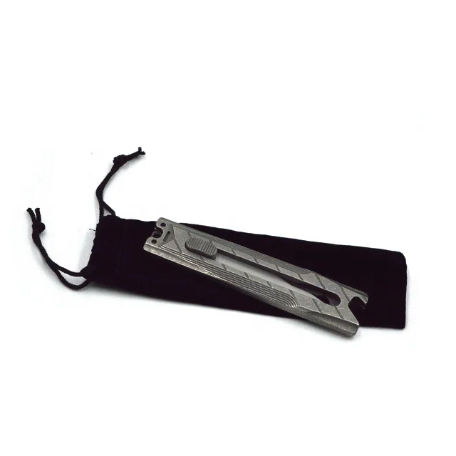 Anti-corrosion hand sliding titanium utility sliding pocket knife with knife belt clip