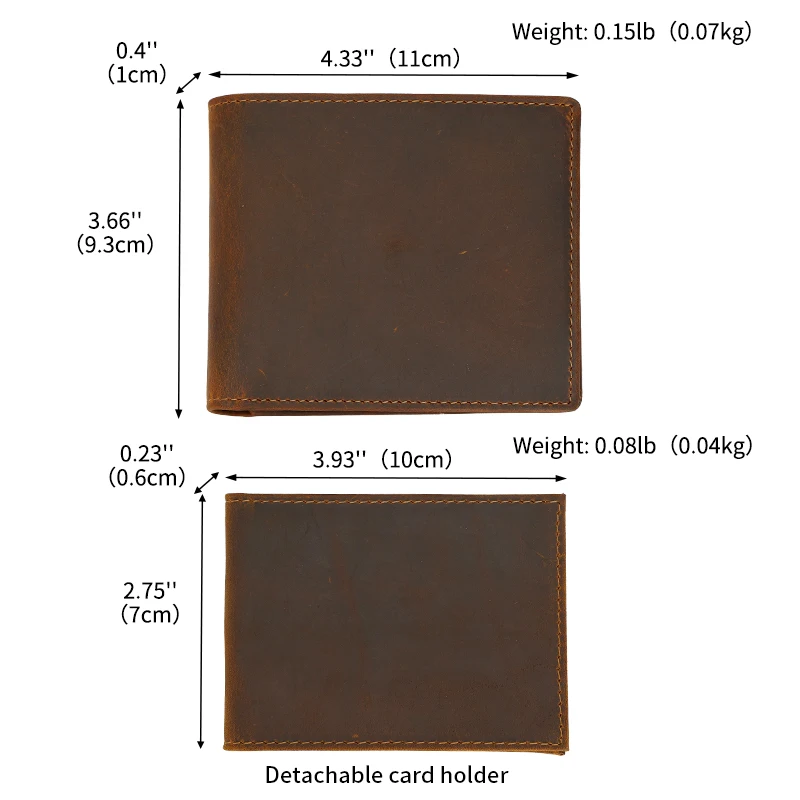Custom Handmade Custom Logo Large Capacity Vintage Men Genuine Leather Money Card Wallet Multiple Card Bifold Wallet