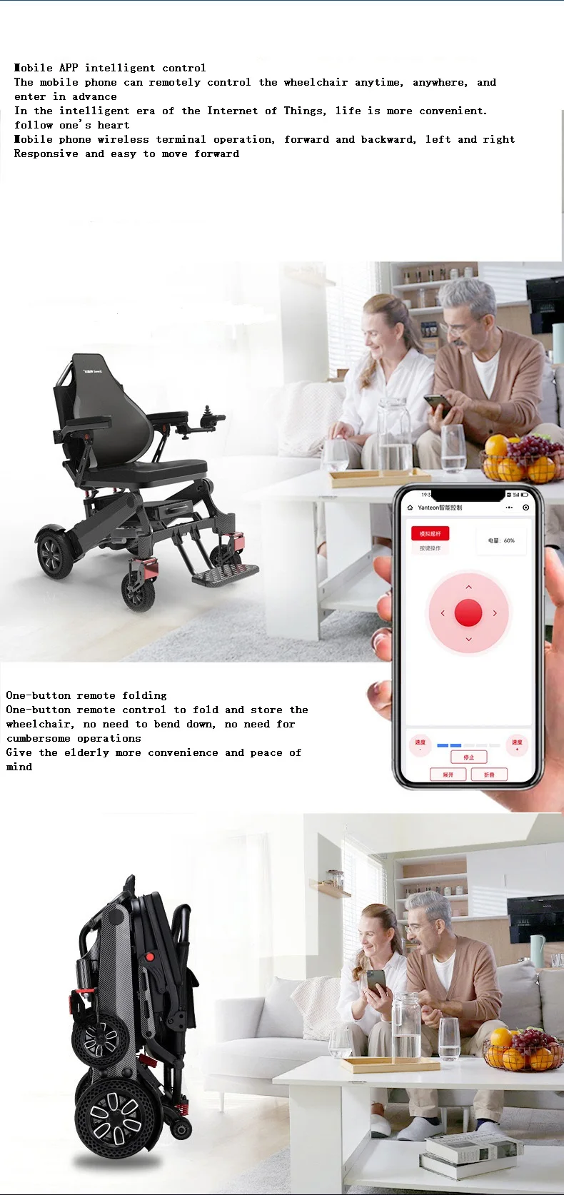 Most Popular Travel Product Lightweight Foldable Electric Wheel Chair for Handicapped/Elderly Lithium battery-BZ- XWED02 details