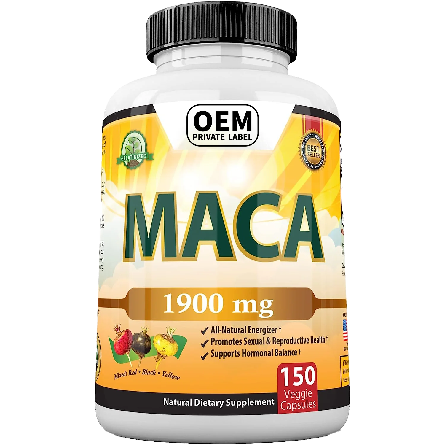 Maca Root Capsules Herbal Supplement Men Strong Energy Strength Powder ...