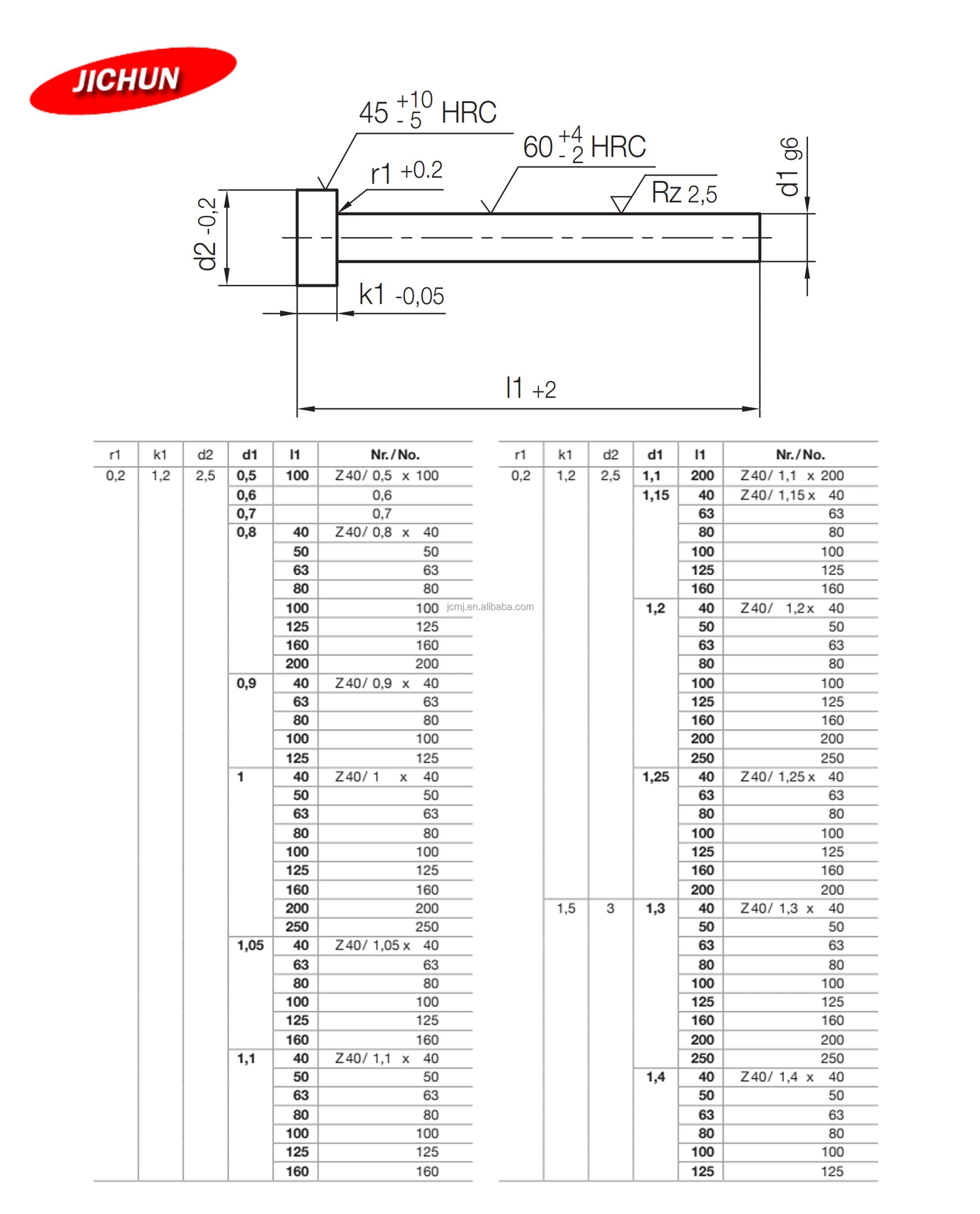 Hasco Dme Straight Step Flat Ejector Pin Nitriding Skd61 Skh51 Din ...