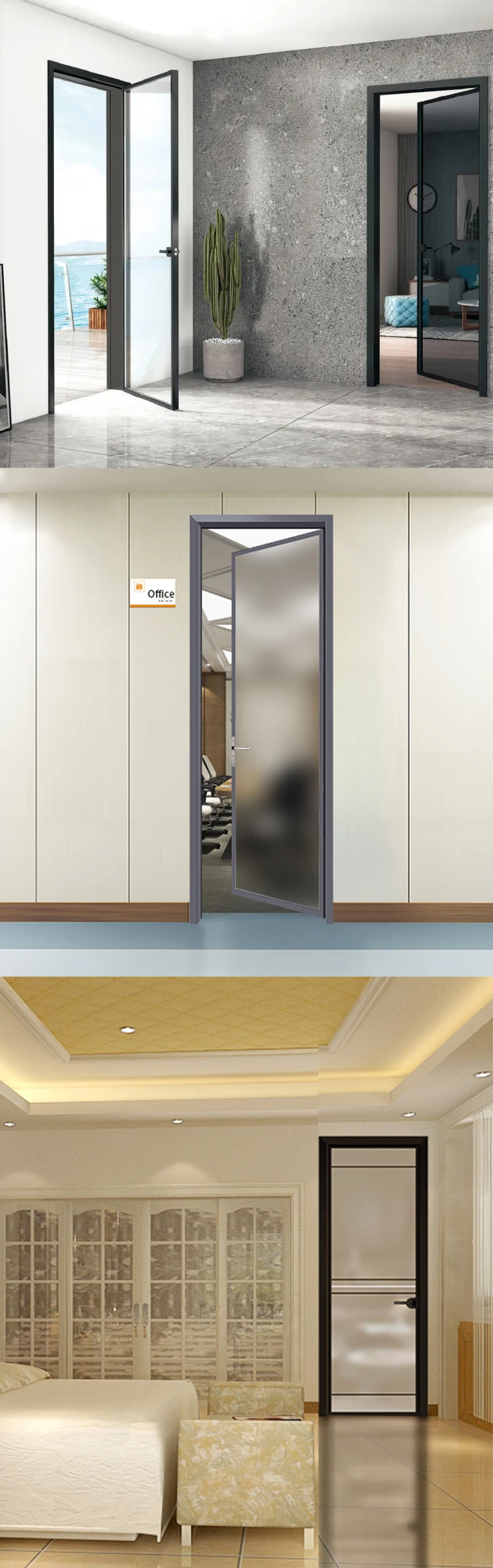 Wholesale Doors Bathroom Door Water-resistant Bathroom Outdoor Patio Toilet Aluminium Glass ...