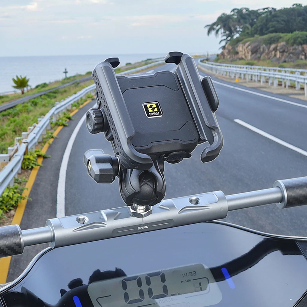 SMNU N2 serijos aliuminio lydinio lankstus vandeniui atsparus telefono laikiklis motociklui / dviračiui / elektriniam dviračiui, reguliuojamas 4–7 colių mobiliojo telefono stovas