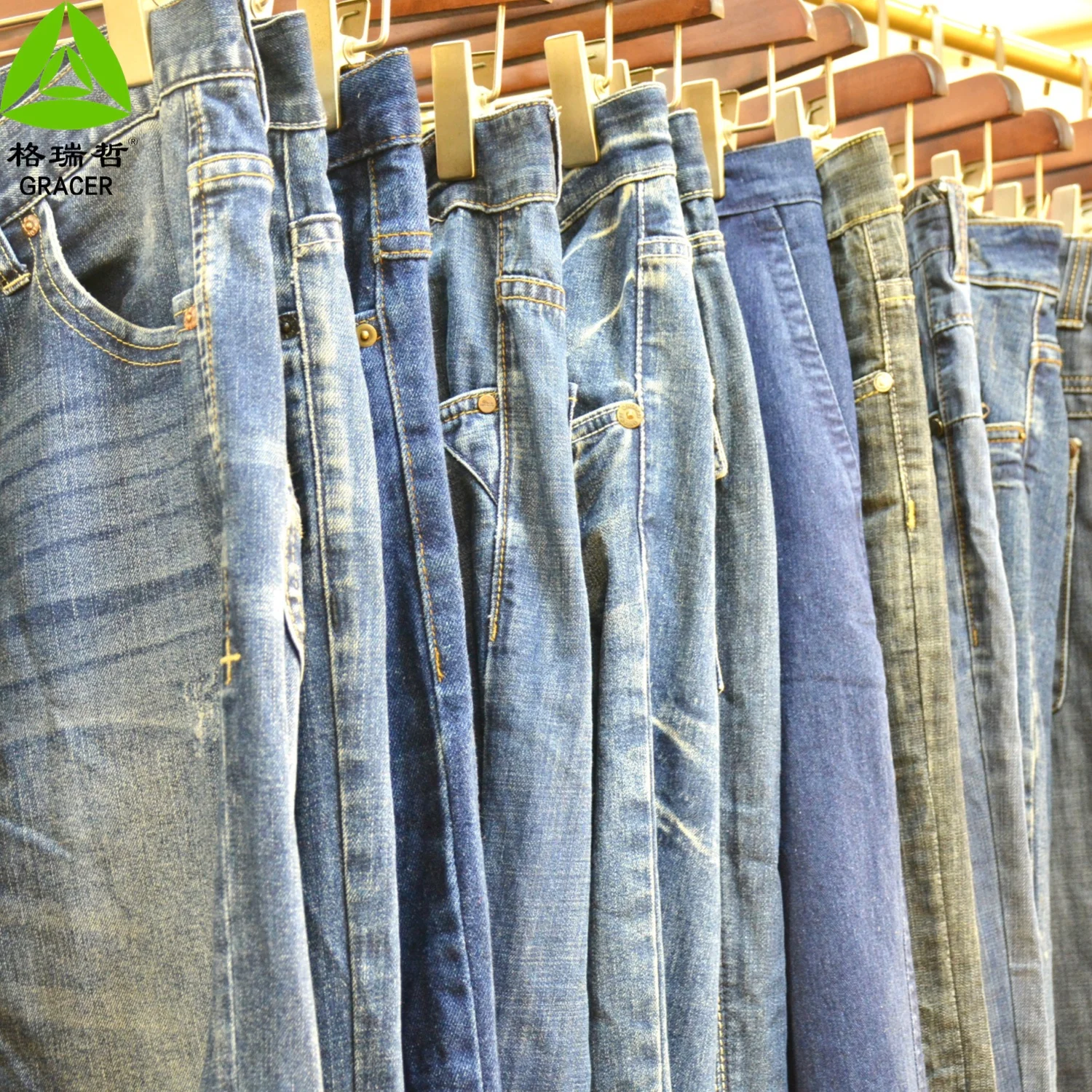 Pantalones vaqueros usados de segunda mano para hombre, venta al